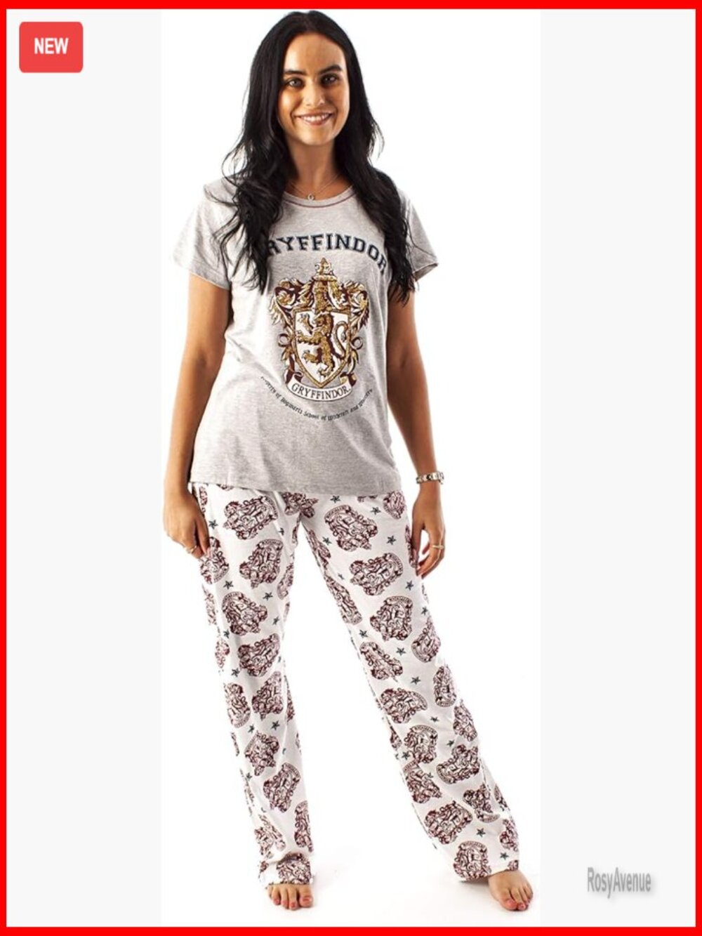 Womens Gryffindor House Crest Pajama Set - Short Sleeve Tee & Lounge Pants